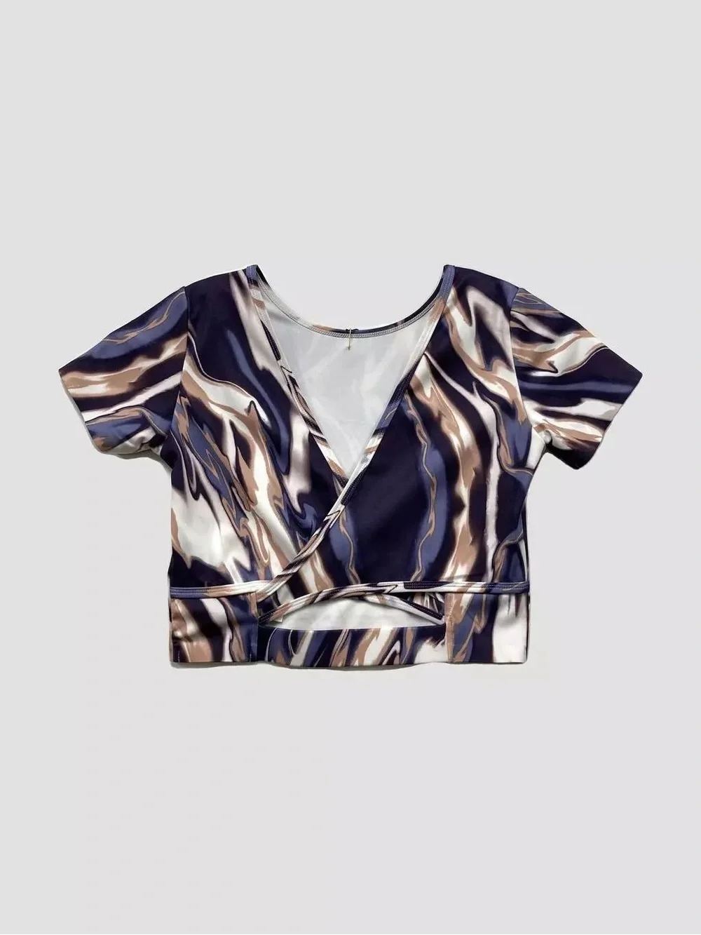 Old Navy Marble-Print Short Sleeve Tee in Navy, Cream, Tan